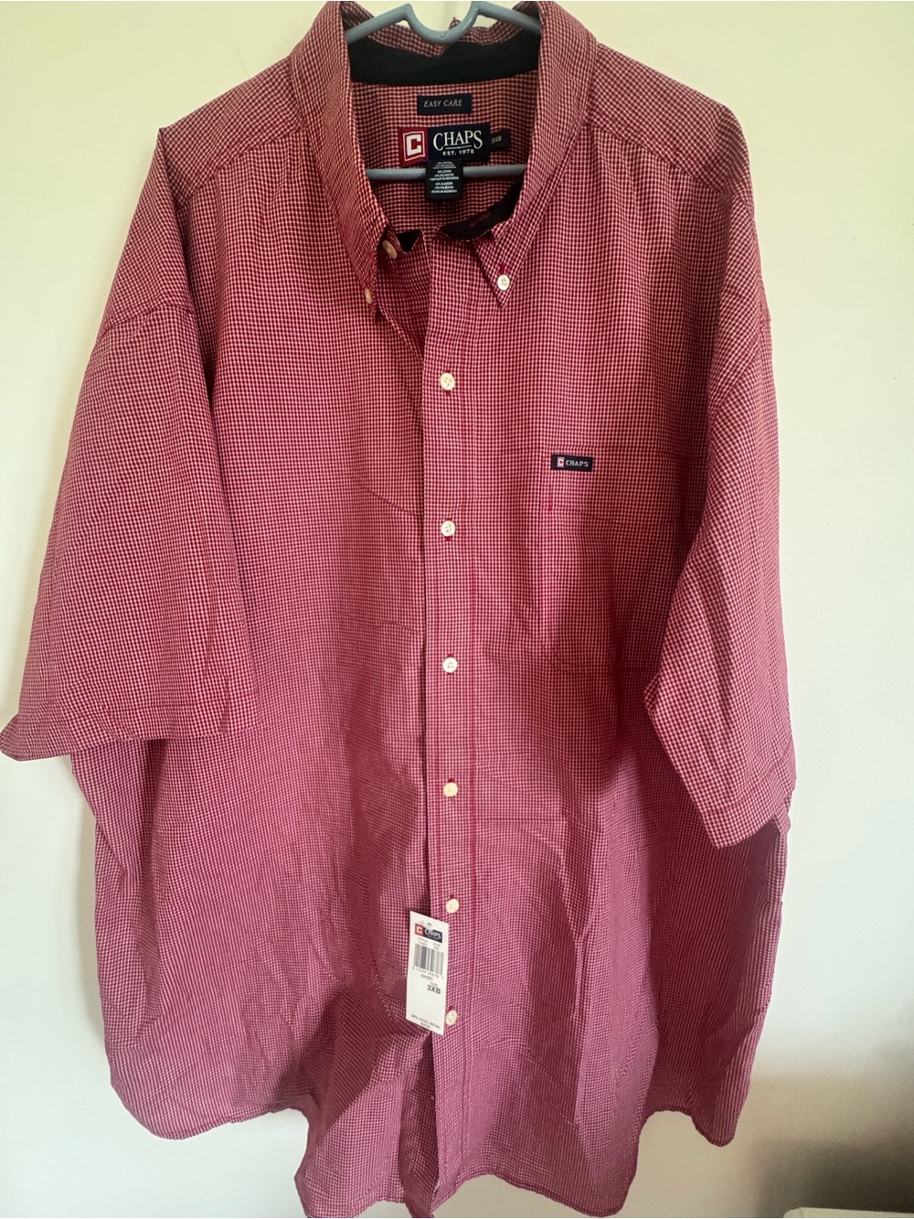Chaps Men's Burgundy Micro-Check Button-Down Shirt
